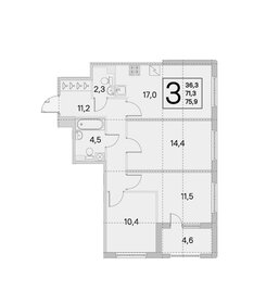 Квартира 73,6 м², 3-комнатная - изображение 1