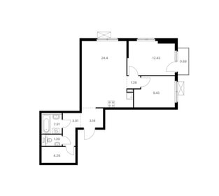 Квартира 64 м², 2-комнатная - изображение 1