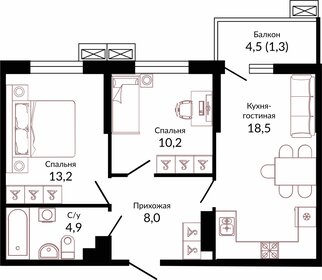56,9 м², 2-комнатная квартира 7 448 210 ₽ - изображение 17