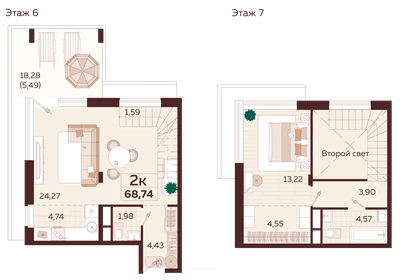 68,8 м², 2-комнатная квартира 26 500 000 ₽ - изображение 6