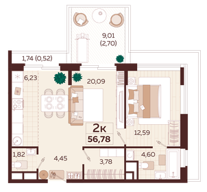 55,3 м², 2-комнатная квартира 25 450 000 ₽ - изображение 15