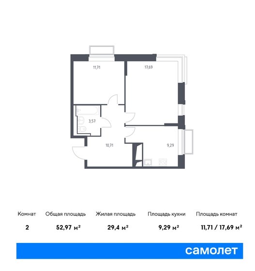 53 м², 2-комнатная квартира 14 450 994 ₽ - изображение 1