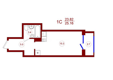 Квартира 25,1 м², 1-комнатная - изображение 1