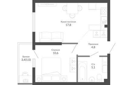 37,3 м², 1-комнатная квартира 8 190 000 ₽ - изображение 27