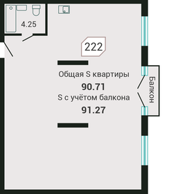 Квартира 91,3 м², студия - изображение 1