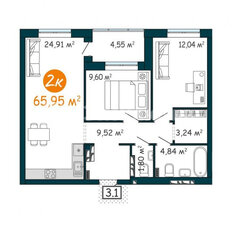 Квартира 65,8 м², 2-комнатная - изображение 4