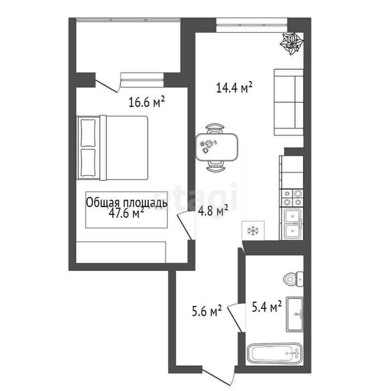 48 м², 2-комнатная квартира 6 500 000 ₽ - изображение 18