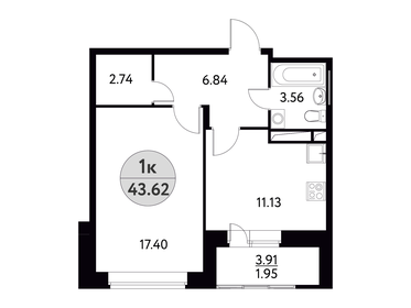 43,6 м², 1-комнатная квартира 5 888 700 ₽ - изображение 8