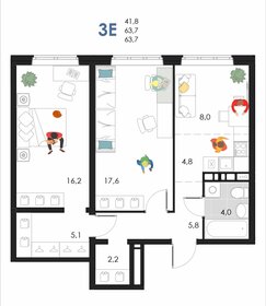 Квартира 63,7 м², 3-комнатная - изображение 1