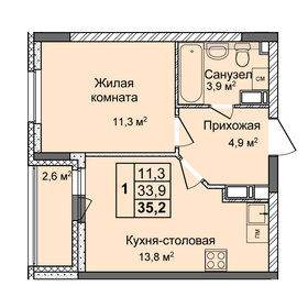 Квартира 35,2 м², 1-комнатная - изображение 1