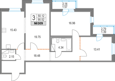 91,6 м², 3-комнатная квартира 20 437 134 ₽ - изображение 61
