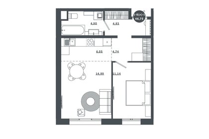 46,3 м², 1-комнатная квартира 5 950 000 ₽ - изображение 44