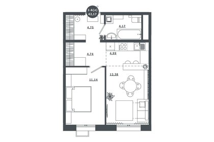 Квартира 42,2 м², 1-комнатная - изображение 1