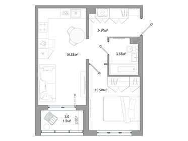 38,9 м², 1-комнатная квартира 5 985 980 ₽ - изображение 30