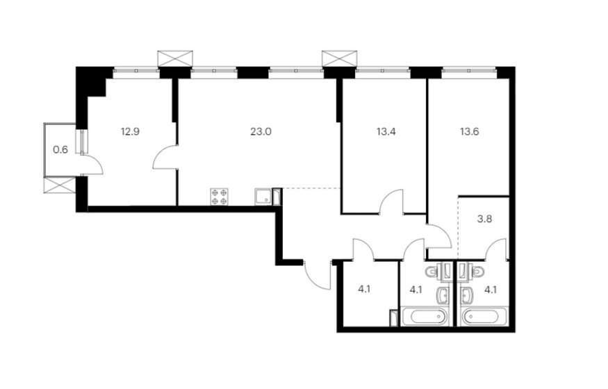 89,1 м², 3-комнатная квартира 11 550 000 ₽ - изображение 1