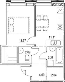 Квартира 36,6 м², студия - изображение 1