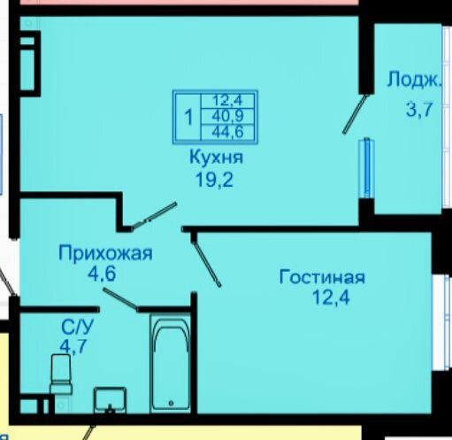 44,6 м², 1-комнатная квартира 3 426 000 ₽ - изображение 1