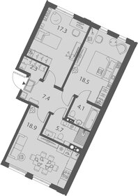 Квартира 74,1 м², 2-комнатная - изображение 1