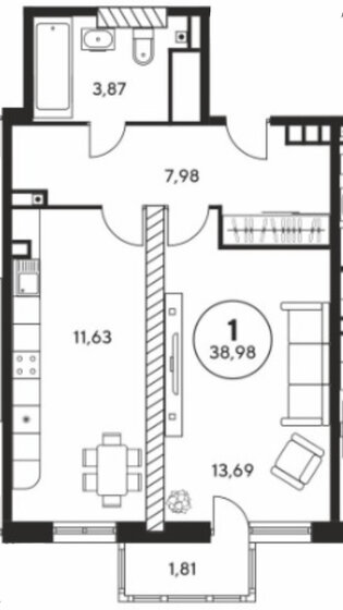 39 м², 1-комнатная квартира 6 100 000 ₽ - изображение 7