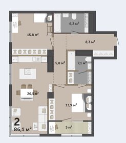 Квартира 81 м², 2-комнатная - изображение 1