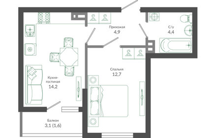 38,3 м², 1-комнатная квартира 16 392 480 ₽ - изображение 10