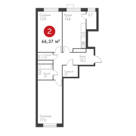 67,1 м², 2-комнатная квартира 13 276 038 ₽ - изображение 46