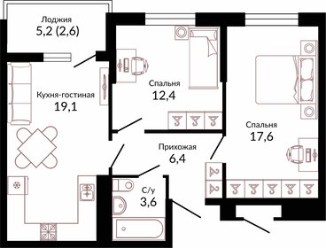 61,8 м², 2-комнатная квартира 10 209 360 ₽ - изображение 76