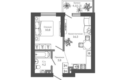 Квартира 36,4 м², 1-комнатная - изображение 1