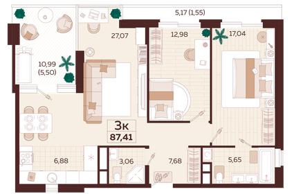 87,2 м², 3-комнатная квартира 33 150 000 ₽ - изображение 6