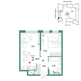 35,8 м², 2-комнатная квартира 6 665 000 ₽ - изображение 1