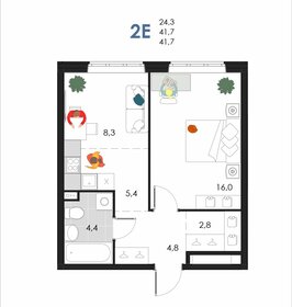 41,3 м², 2-комнатная квартира 4 128 348 ₽ - изображение 34