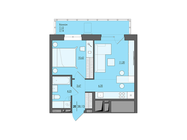 38,7 м², 2-комнатная квартира 4 814 000 ₽ - изображение 25