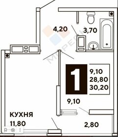 Квартира 31,5 м², 1-комнатная - изображение 1