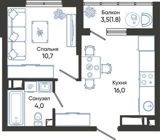 33,2 м², 1-комнатная квартира 5 500 000 ₽ - изображение 55