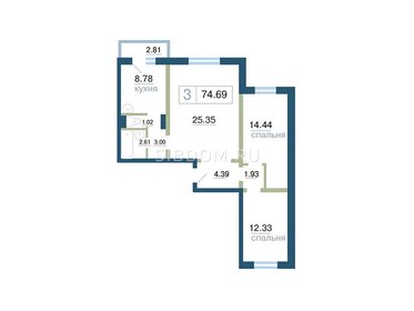 78,8 м², 3-комнатная квартира 8 700 000 ₽ - изображение 37