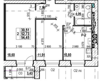 Квартира 52,7 м², 2-комнатная - изображение 1