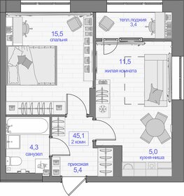 45,8 м², 2-комнатная квартира 5 862 400 ₽ - изображение 42
