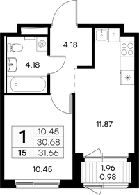 31,2 м², 1-комнатная квартира 4 969 999 ₽ - изображение 6