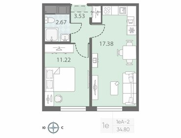 34,7 м², 1-комнатная квартира 8 247 000 ₽ - изображение 35