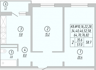 45 м², 2-комнатная квартира 3 990 000 ₽ - изображение 70