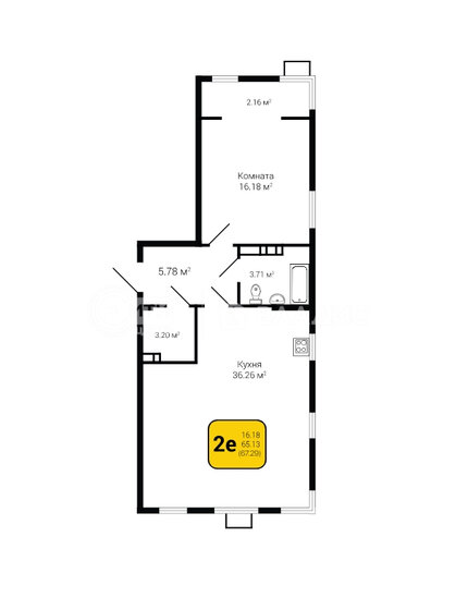 67,3 м², 1-комнатная квартира 5 921 520 ₽ - изображение 1