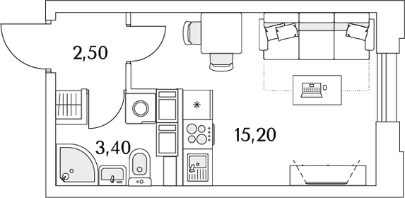 21,1 м², квартира-студия 4 219 000 ₽ - изображение 117