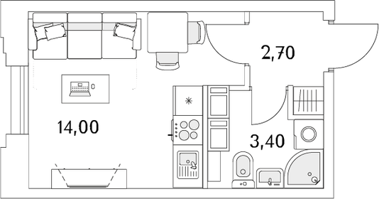 19,5 м², квартира-студия 4 403 612 ₽ - изображение 23