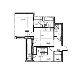 63,8 м², 2-комнатная квартира 6 350 000 ₽ - изображение 44