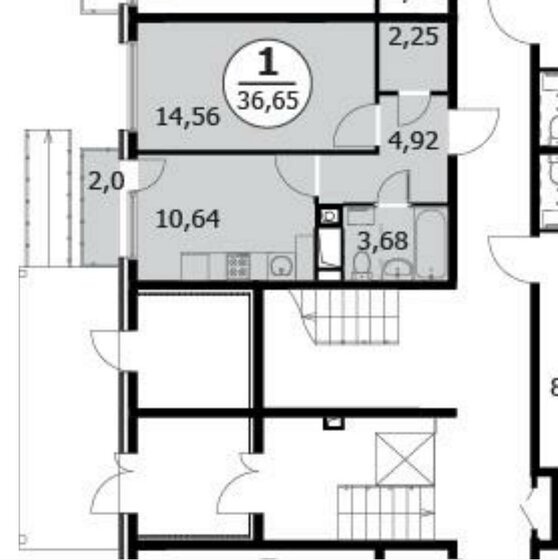 36,7 м², 1-комнатная квартира 6 200 000 ₽ - изображение 1