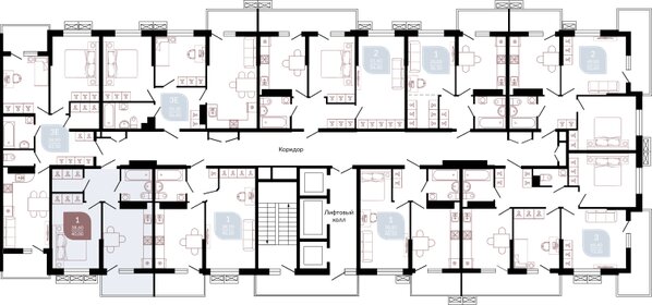 40,1 м², 1-комнатная квартира 5 910 740 ₽ - изображение 74