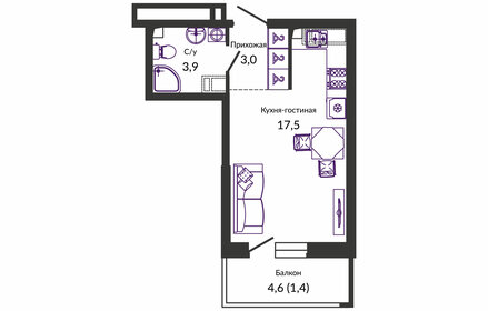 28 м², квартира-студия 4 150 000 ₽ - изображение 20