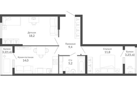 63 м², 3-комнатная квартира 7 490 000 ₽ - изображение 52