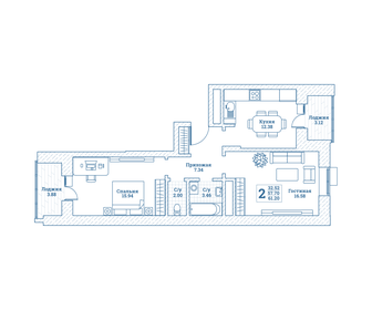 57,5 м², 2-комнатная квартира 6 148 220 ₽ - изображение 38