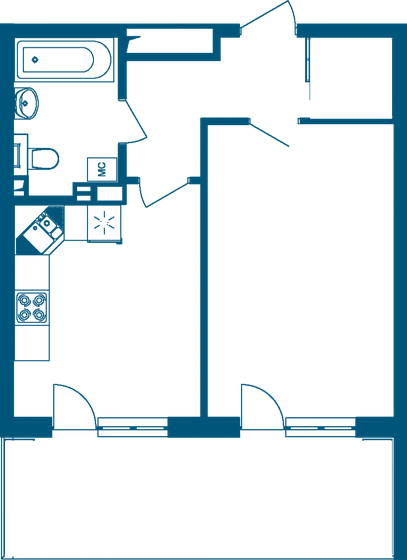 53,4 м², 1-комнатные апартаменты 21 298 620 ₽ - изображение 1